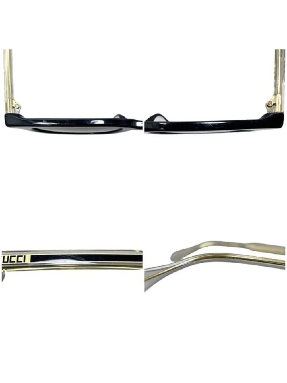 Gucci Sunglasses Frame Black Gold Golden Asian Fit Acetate Eyewear Side Logo